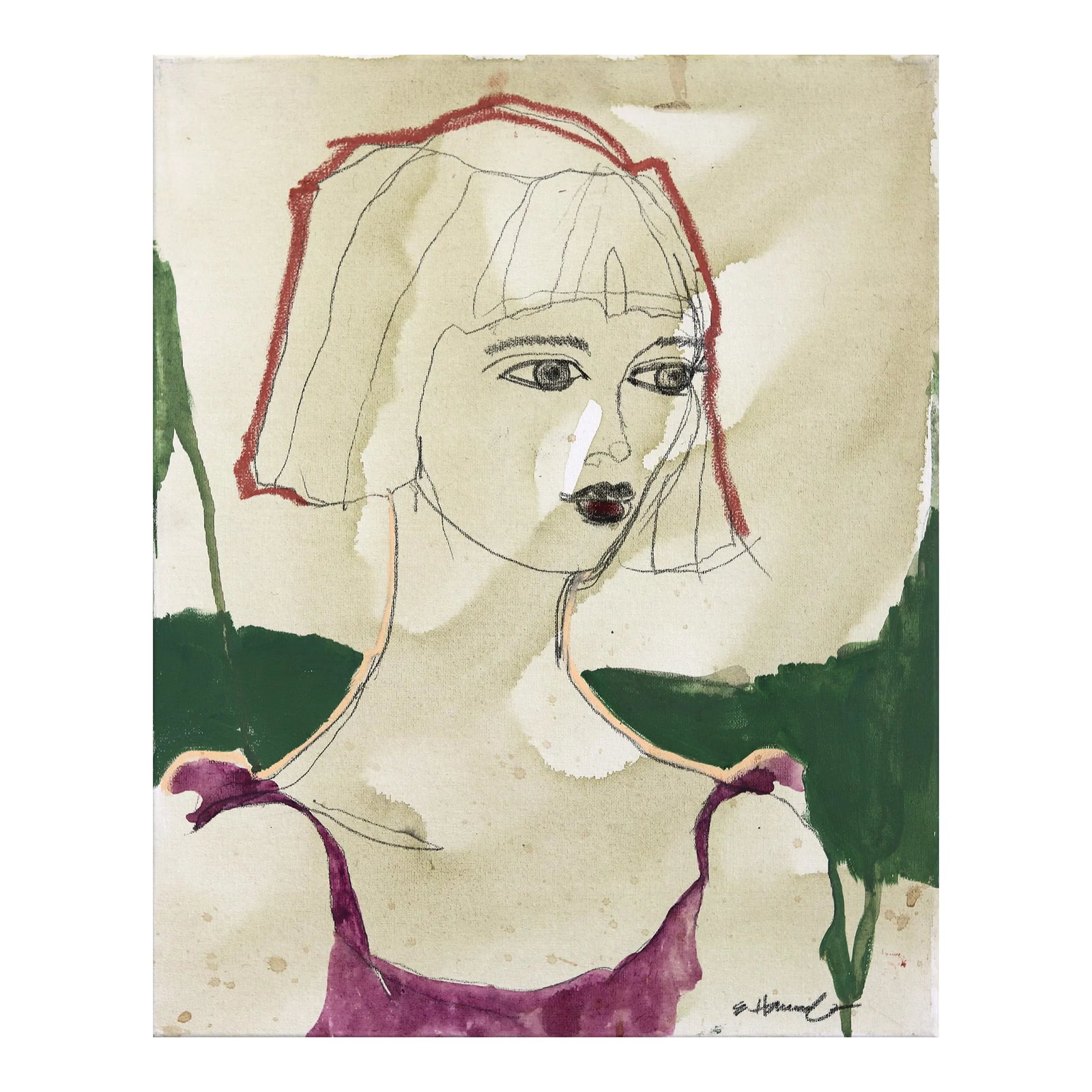 Petra - Abstract Expressionism Figurative Portrait Painting Original Artwork by Erin Hammond: Erin Hammond is a contemporary abstract expressionist artist whose free-form paintings capture the essence of her inner, subjective realities. With a vibrant palette and dynamic markings, Hammond