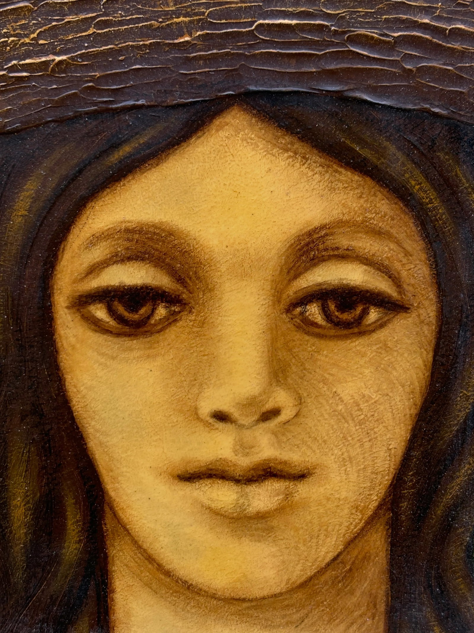 Edelmira Marquez 1964 Oil on Board Painting of a Young Woman, Framed - 3