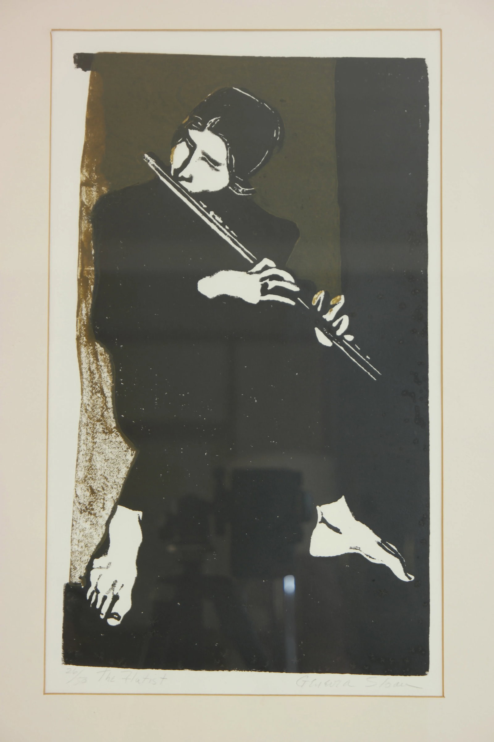 1970s Vintage Genevra Sloan "The Flutist" B&W Fine Art Print - 3