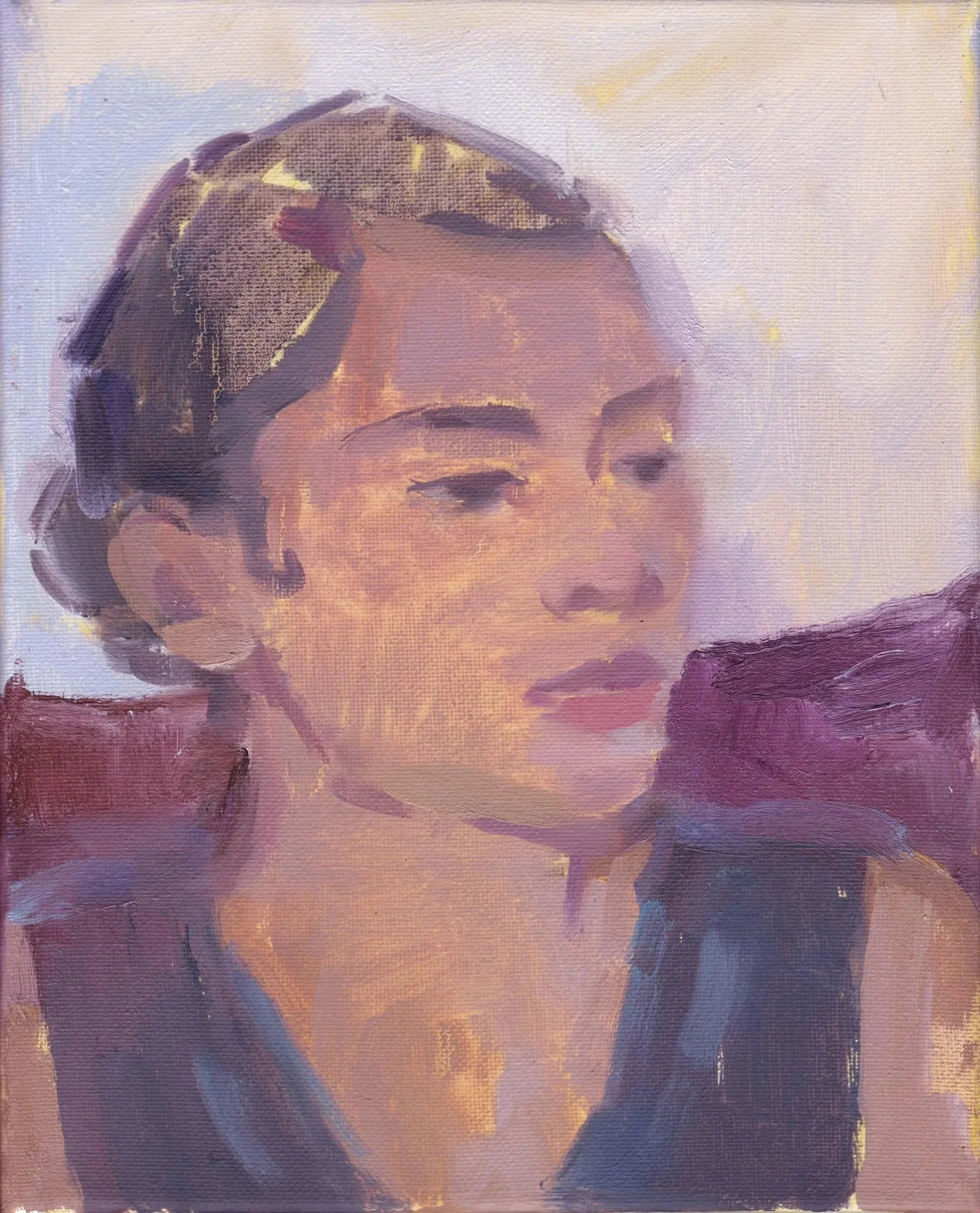Female Portrait Painting "Flapper Girl" by Michelle Farro: An original portrait, painted from life. Details: "Flapper Girl" *oil on canvas *wired for hanging, unframed *signed and titled on the back *size: 10"H x 8"W x 3/4"D About my work: I'm a full time