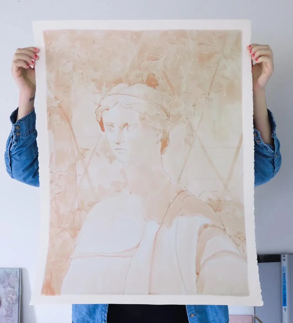 "Shade of the Grapevine" Contemporary Large Roman Portrait by Michelle Farro - 10