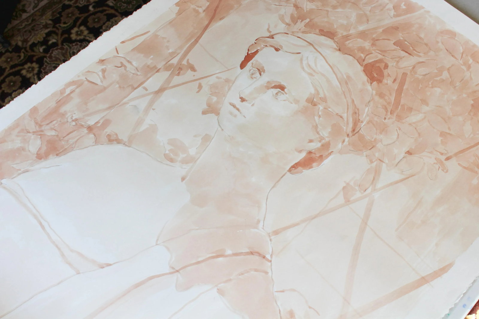 "Shade of the Grapevine" Contemporary Large Roman Portrait by Michelle Farro - 5