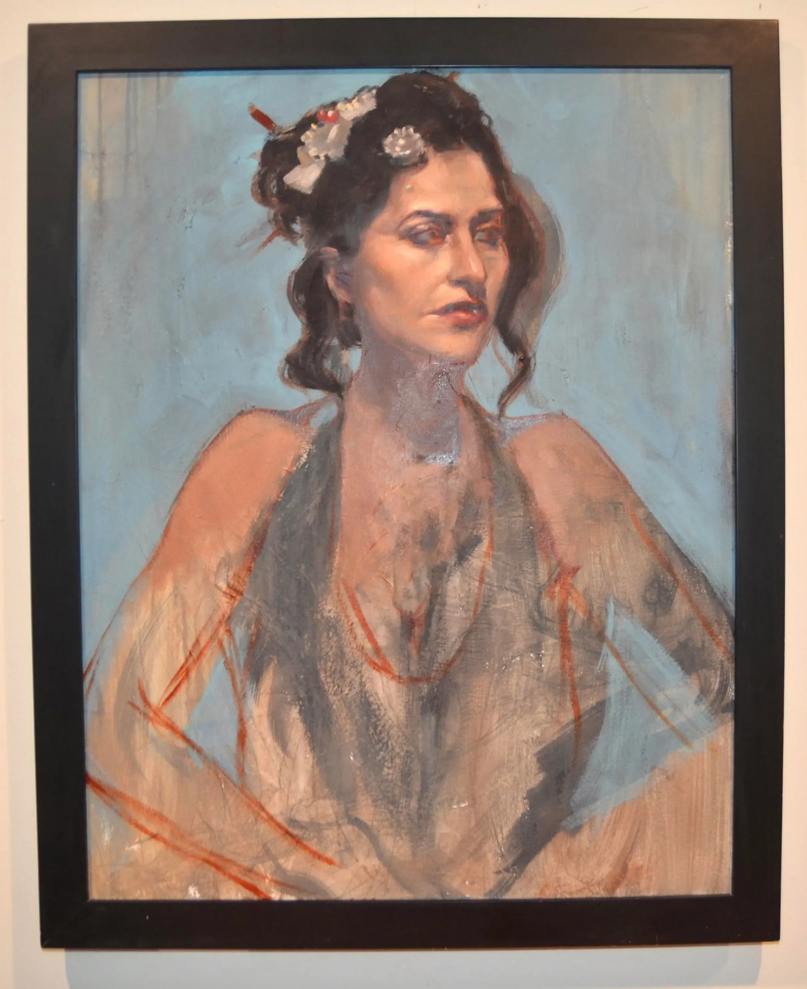 Late 20th Century Portrait Painting of a Girl, Framed - 3