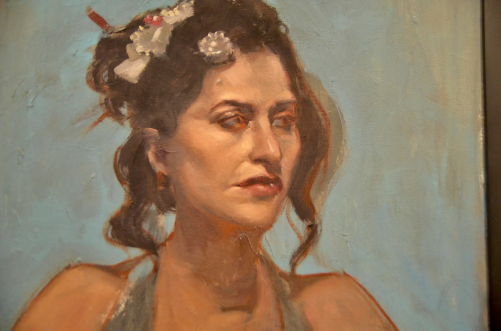 Late 20th Century Portrait Painting of a Girl, Framed - 4