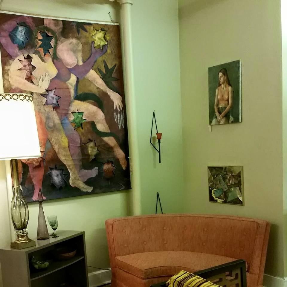 Large Abstract Oil on Canvas Backdrop Painting, Unframed - 2