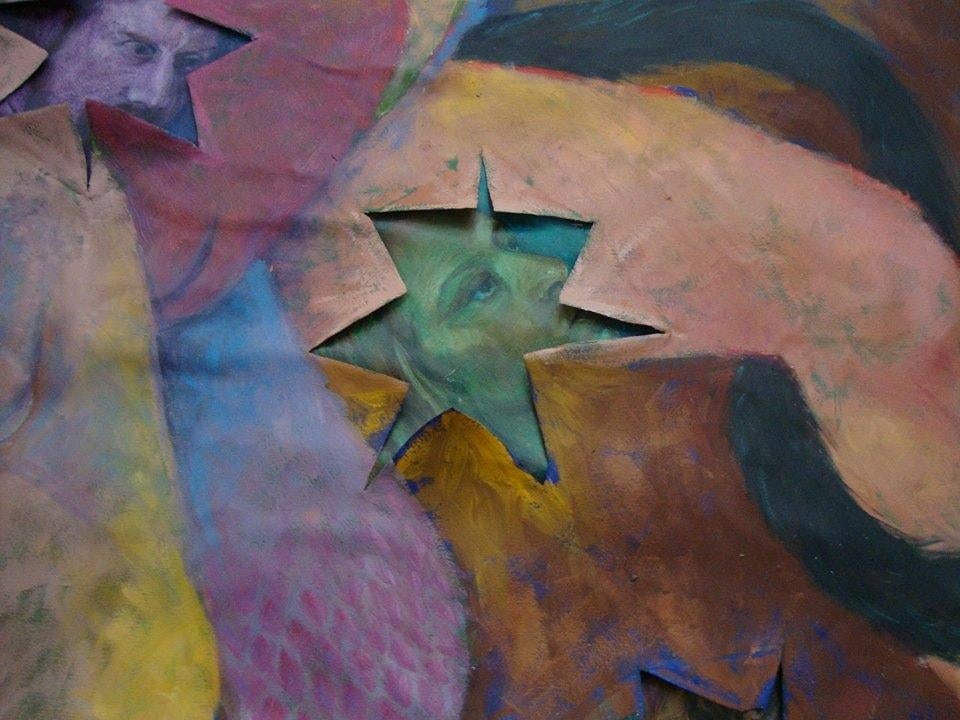 Large Abstract Oil on Canvas Backdrop Painting, Unframed - 3