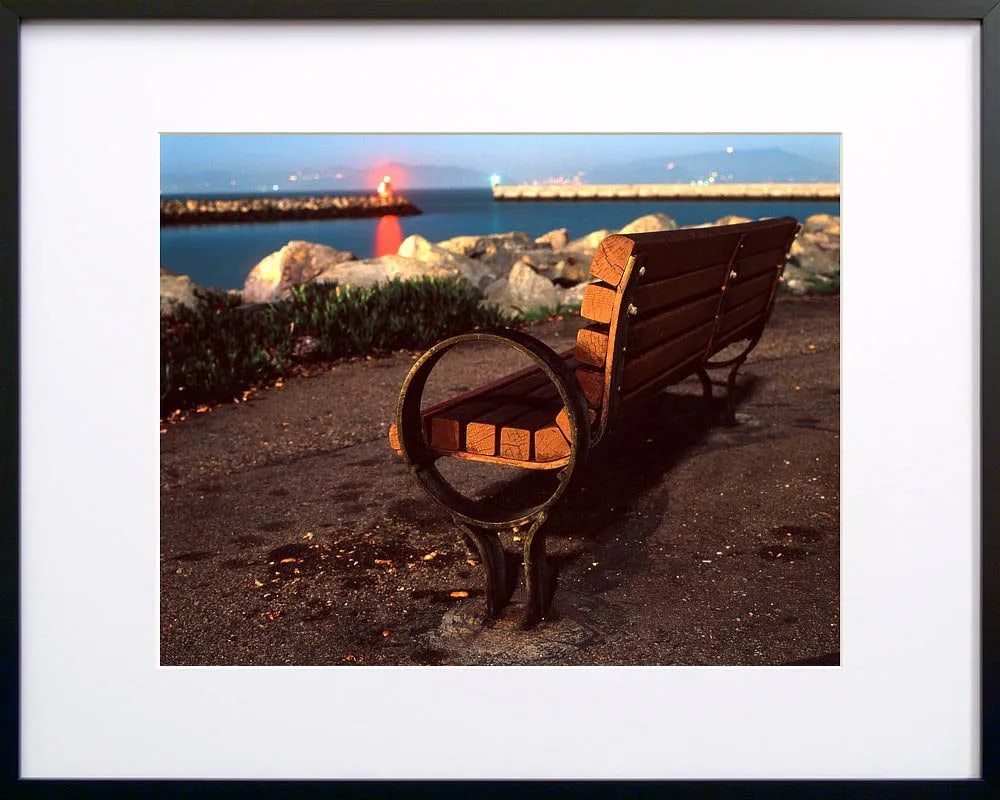 Contemporary Night Photograph "Edge-On Bench" by John Vias - 2