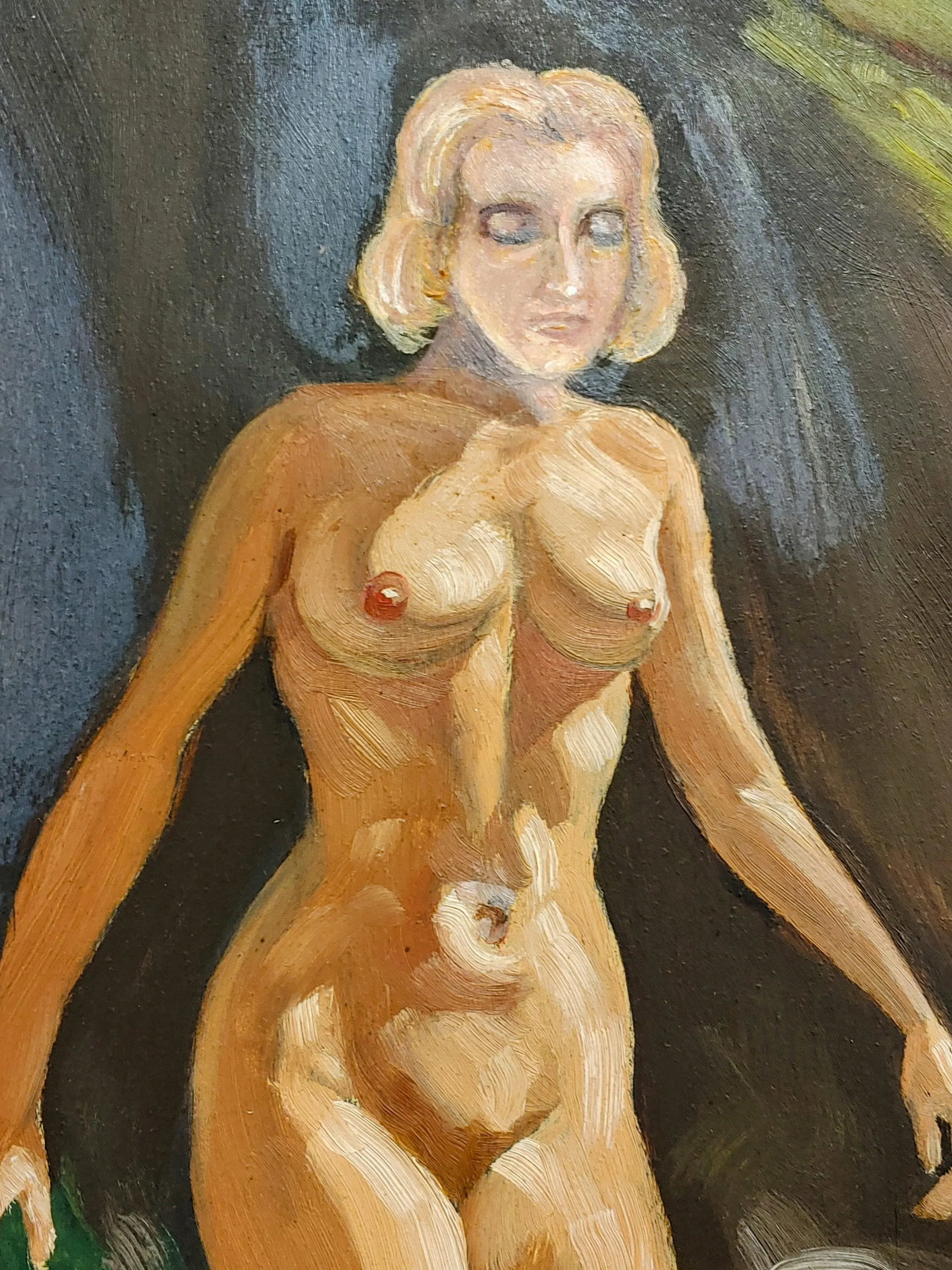 Mid 20th Century Nude Female in Stream Original Painting, Framed - 2