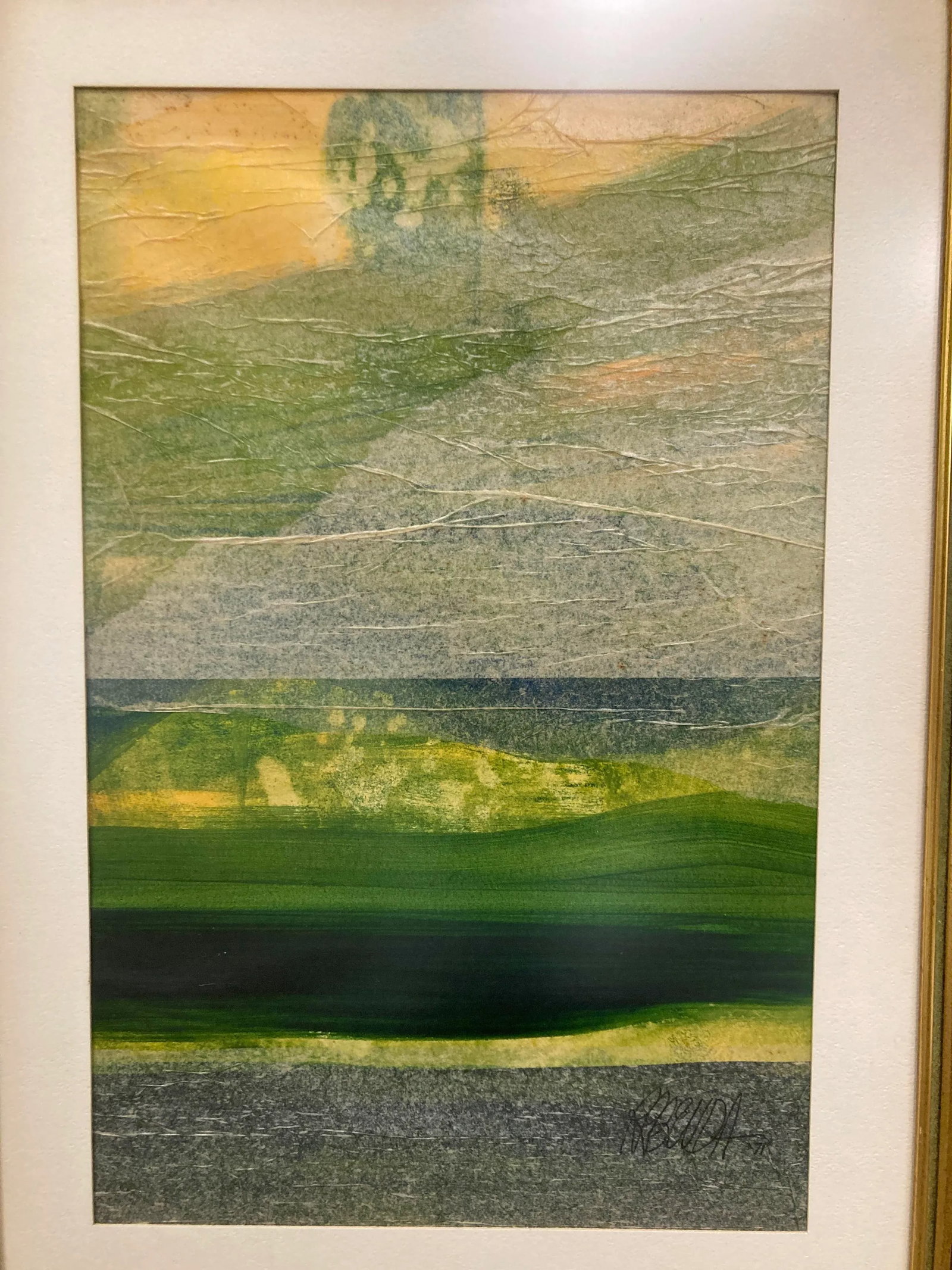 1970s Richard Russell Benda Mixed Media Landscape Painting, Framed - 2