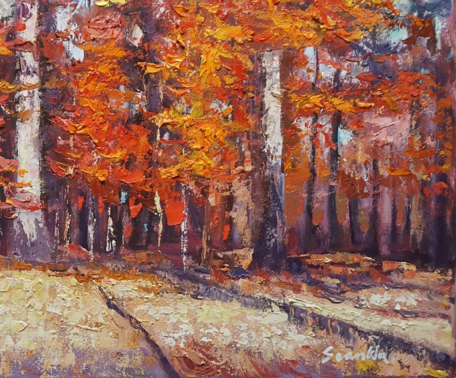 Original Oil Landscape Painting of Fall Woods - 4
