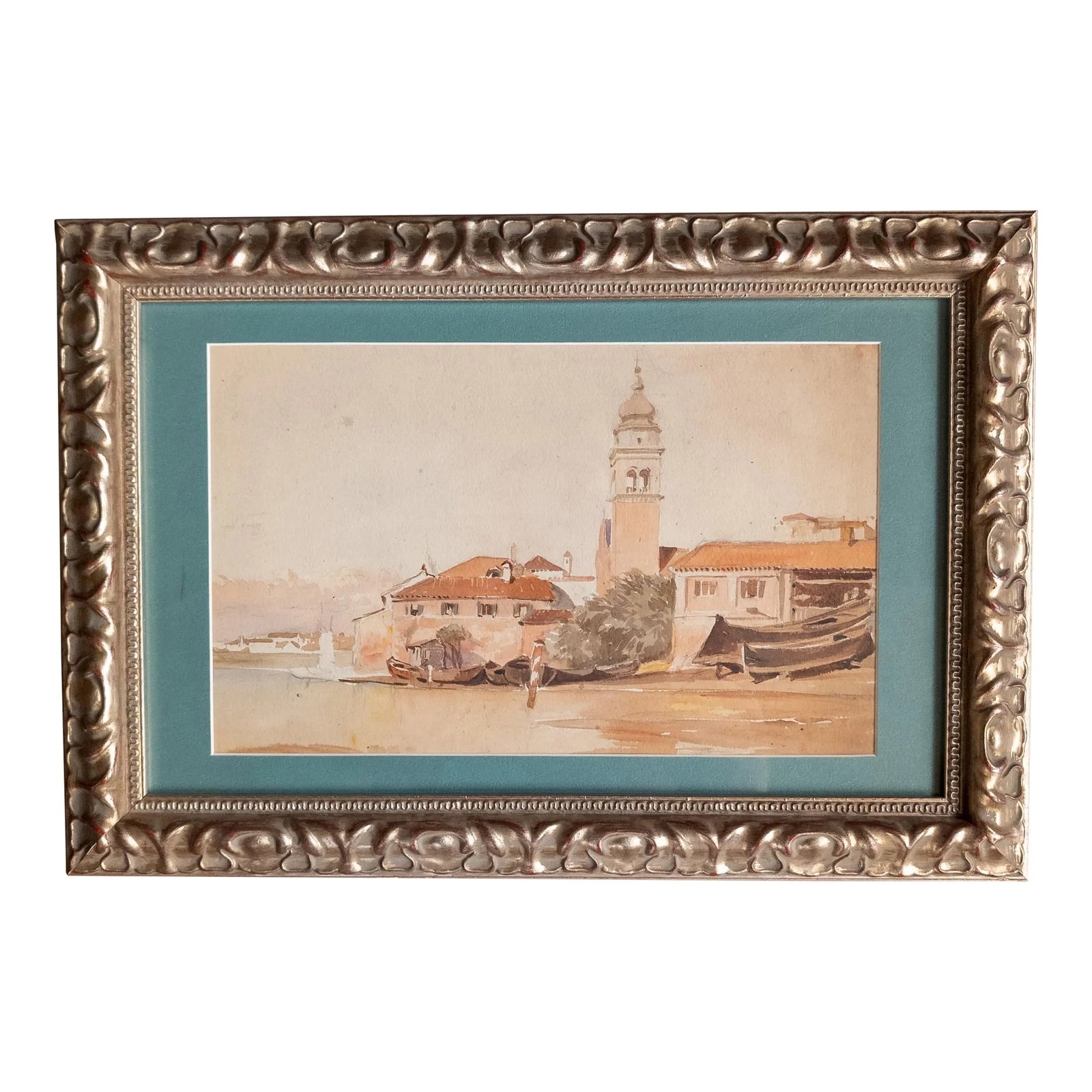 19th or 20th Century Italian Watercolor Painting of a Seaside Village, Unsigned: We are selling this simple Italian watercolor painting sketch of a seaside village. This sketch is probably late 19th or early 20th century and is unsigned. Condition: Good antique condition.