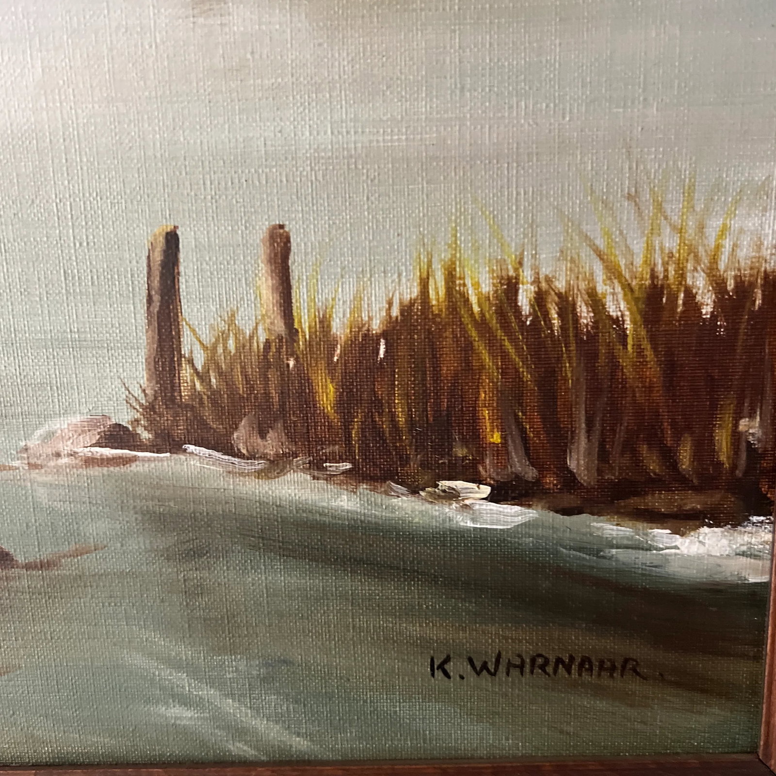 Oil on Canvas Dutch School Ice River Framed - 4