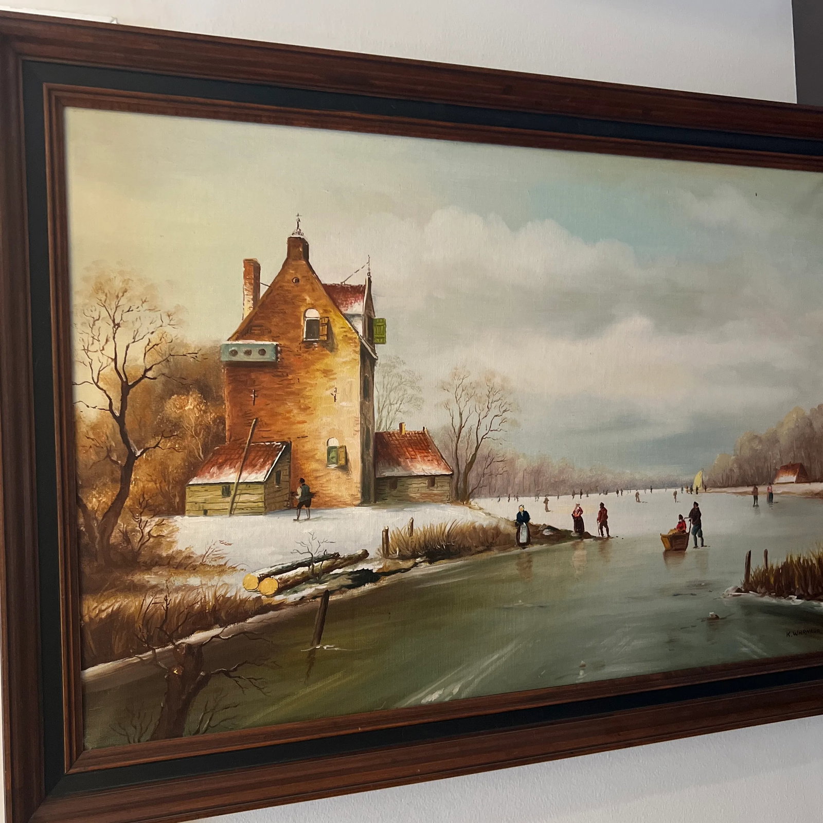 Oil on Canvas Dutch School Ice River Framed - 6