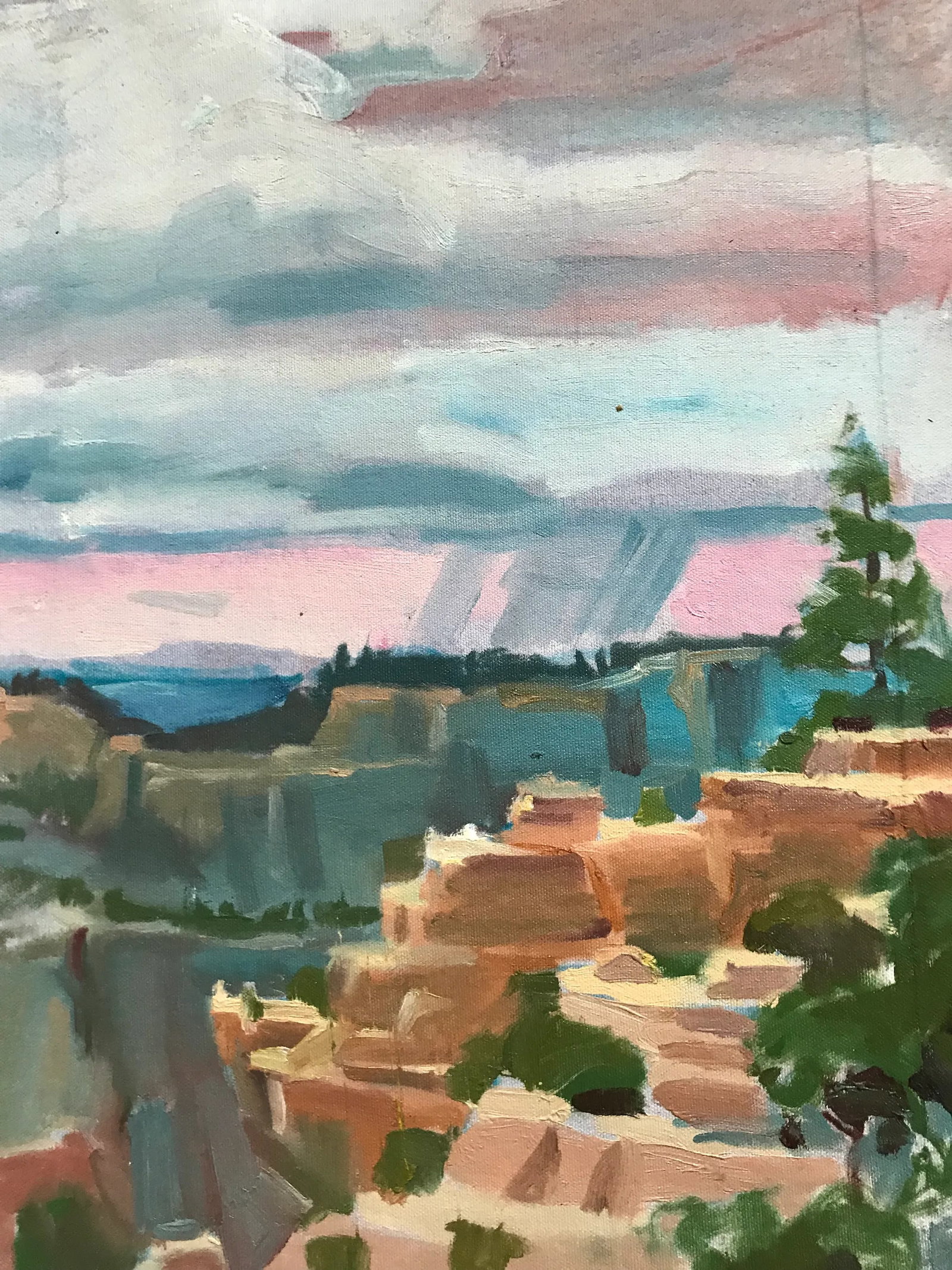 Red Rock Formations on a Blue Sky Day Original Oil Painting - 2