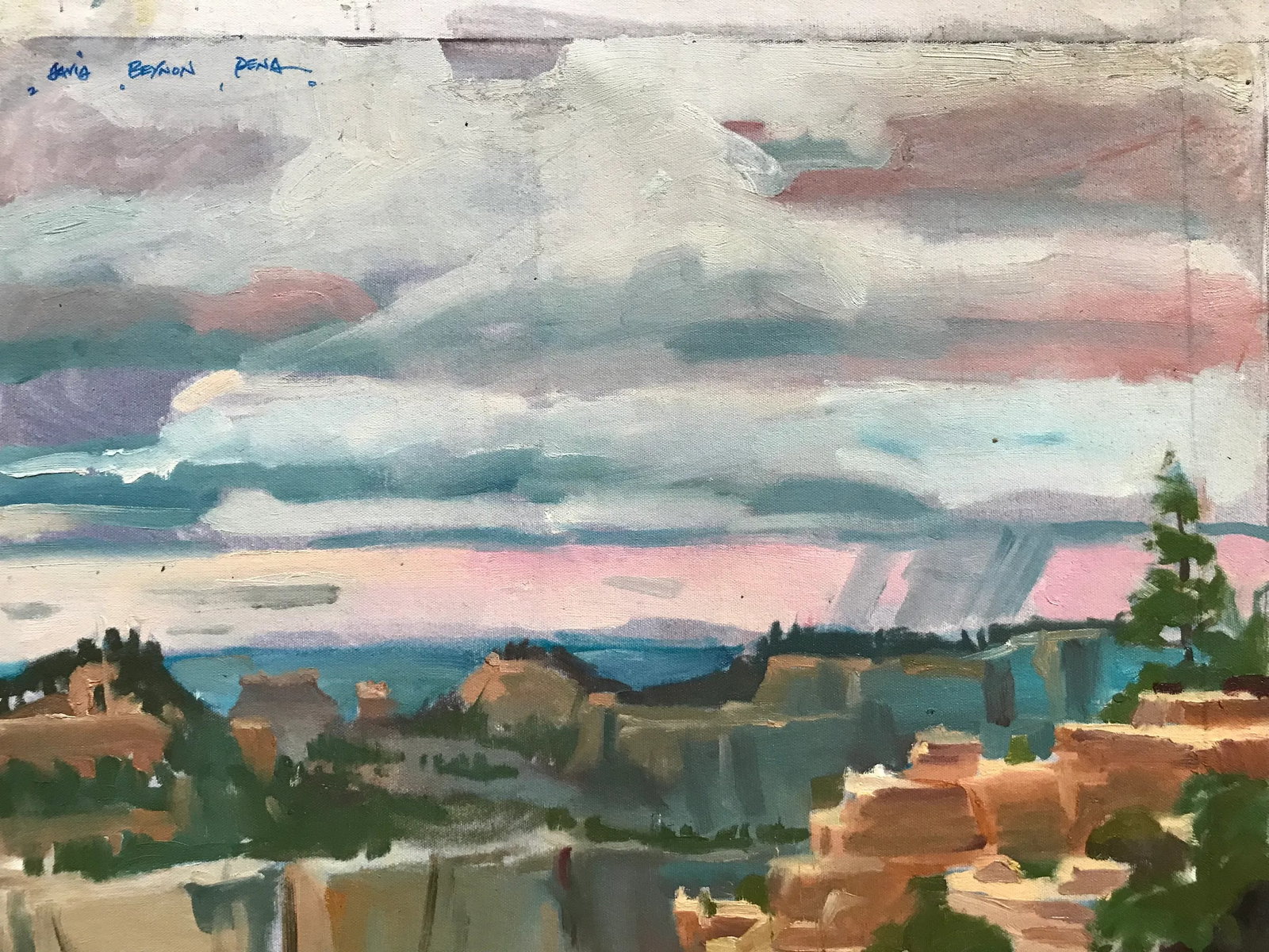 Red Rock Formations on a Blue Sky Day Original Oil Painting - 3