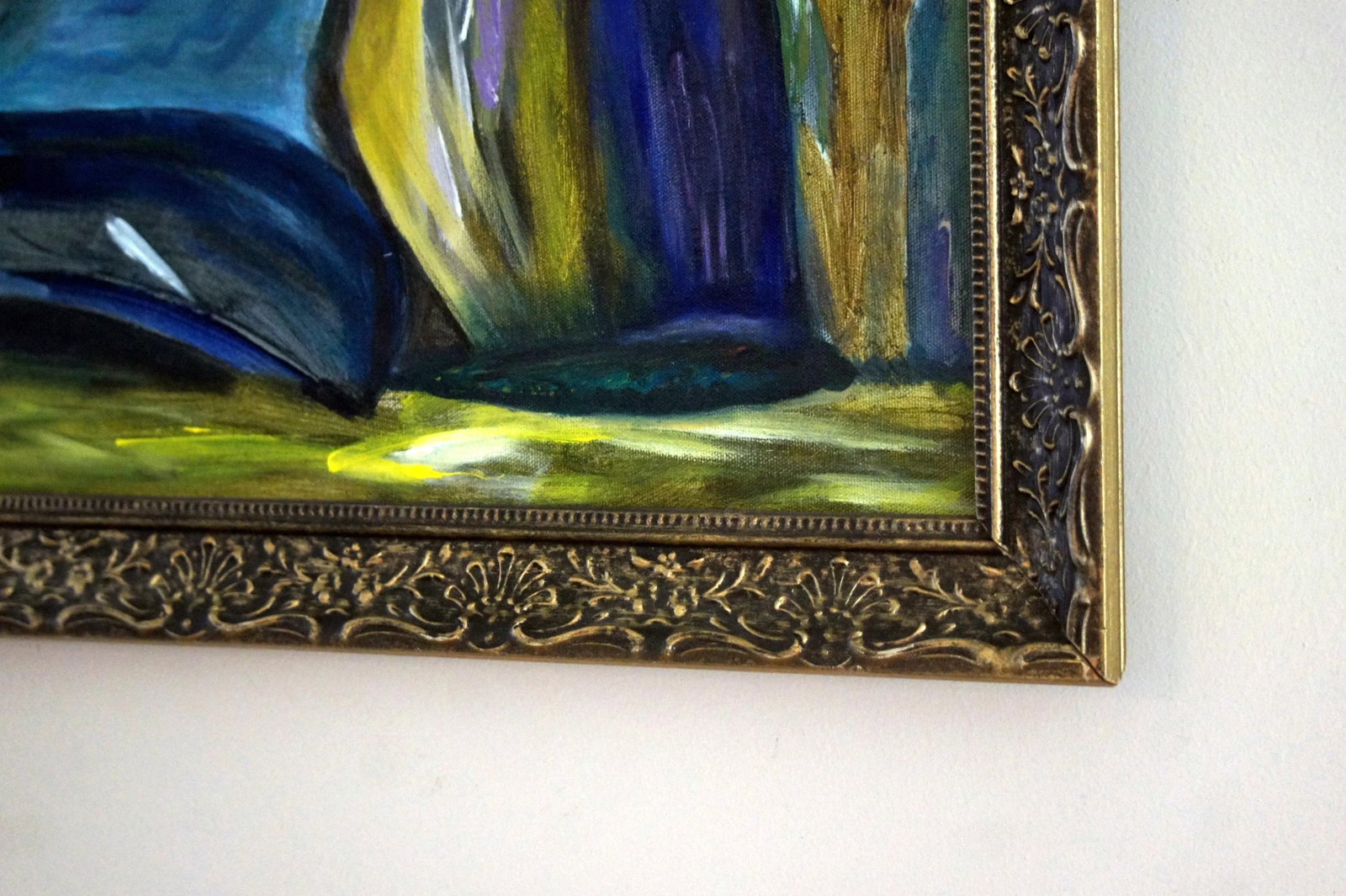 1980s Colette Calilhanna "Purple Village" Expressionist Acrylic Framed Painting - 8