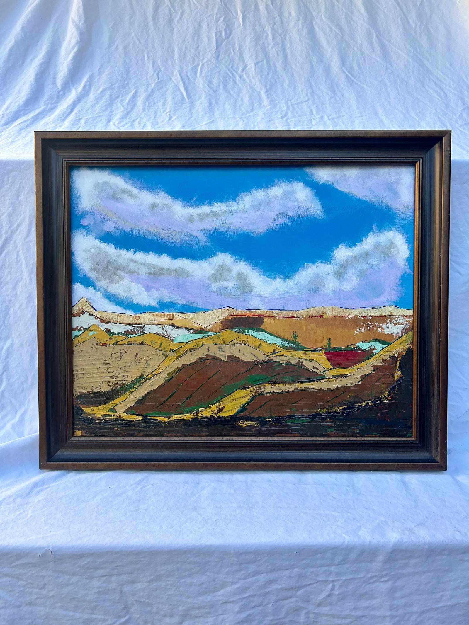 Original Abstract Western Landscape Acrylic on Board, Framed - 2