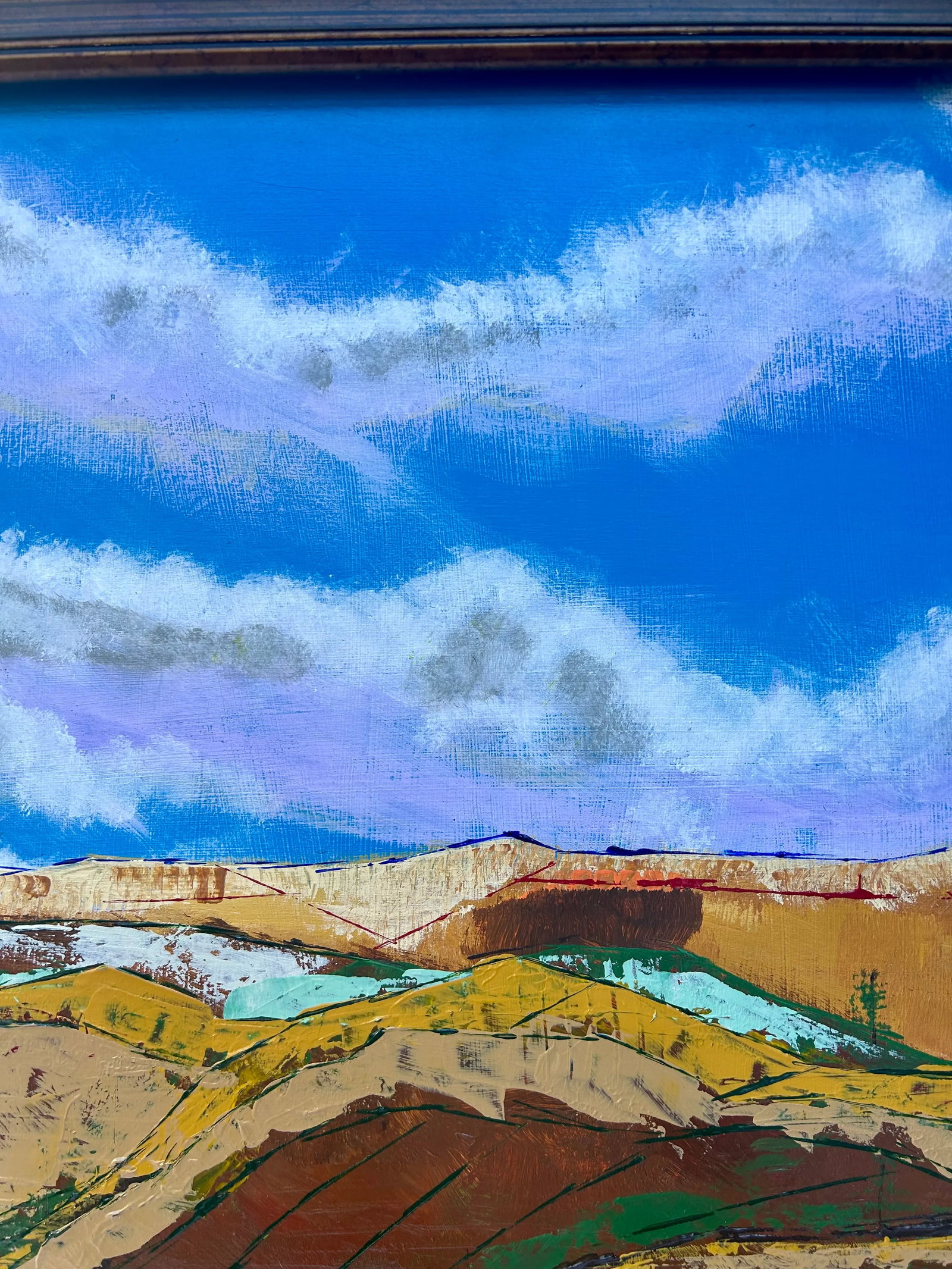 Original Abstract Western Landscape Acrylic on Board, Framed - 6