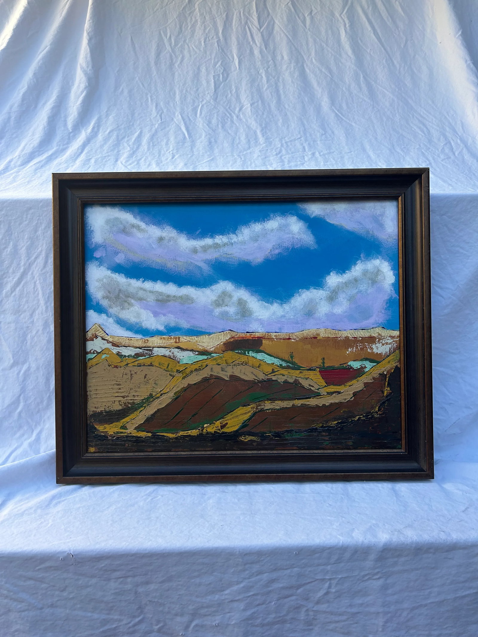 Original Abstract Western Landscape Acrylic on Board, Framed - 8