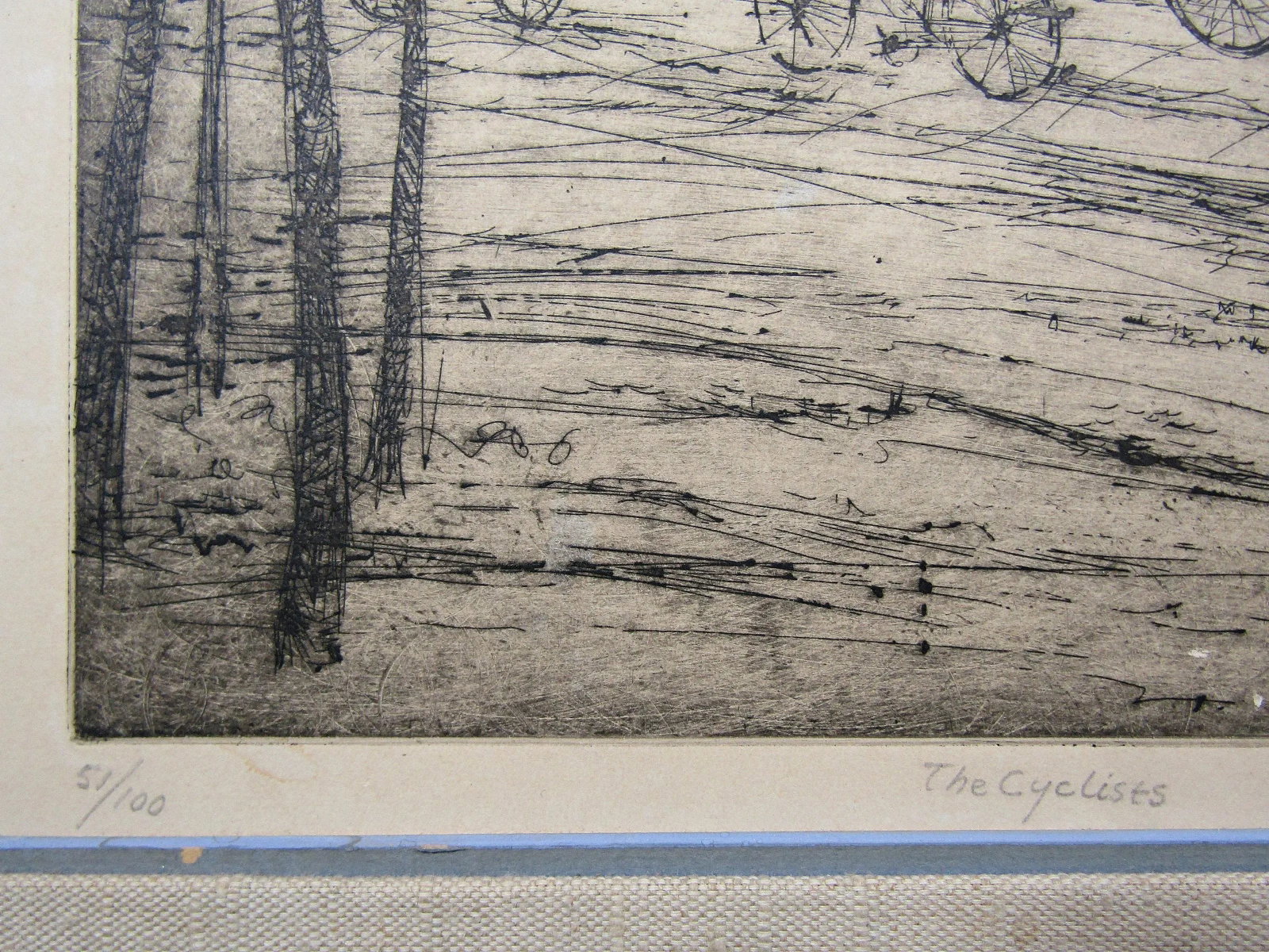 1970s Signed William Benecke "The Cyclists" Limited Edition Etching Aquatint Drypoint 51/100 Art Pri - 5