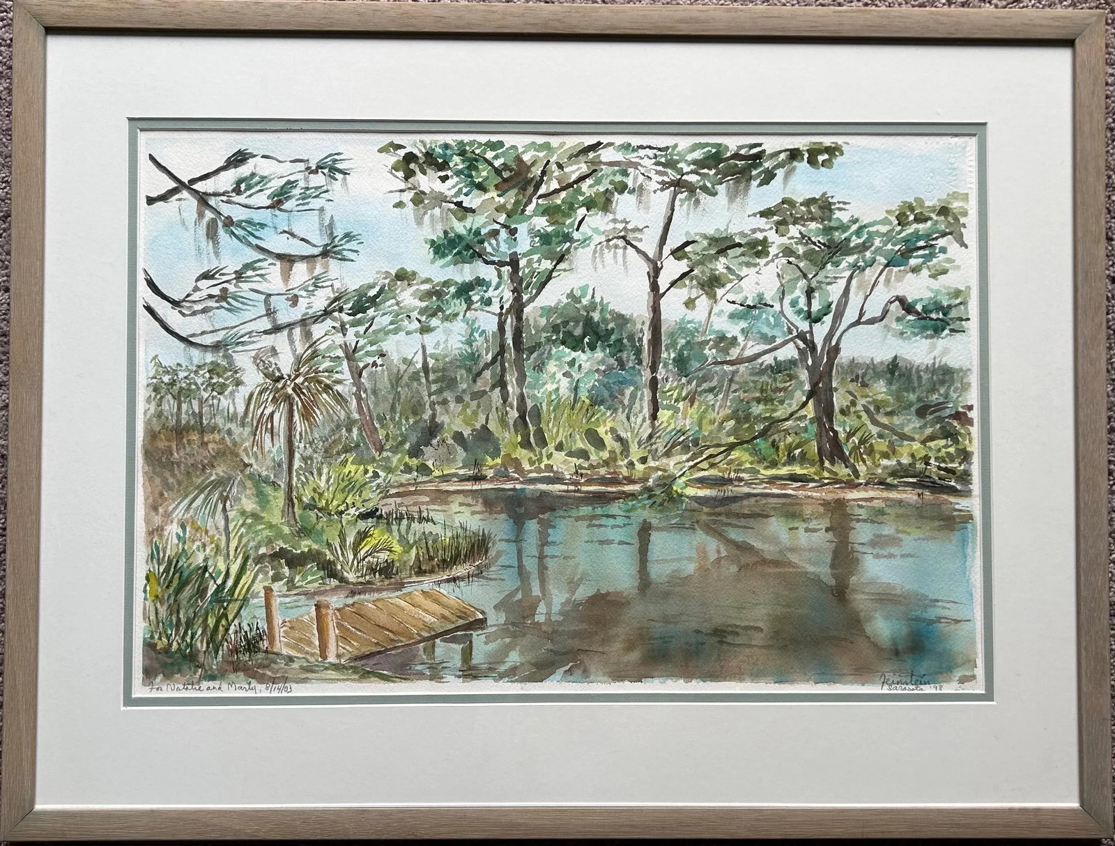 Original Impressionist Watercolor Painting of Sarasota Florida Landscape Signed Feinstein - 2