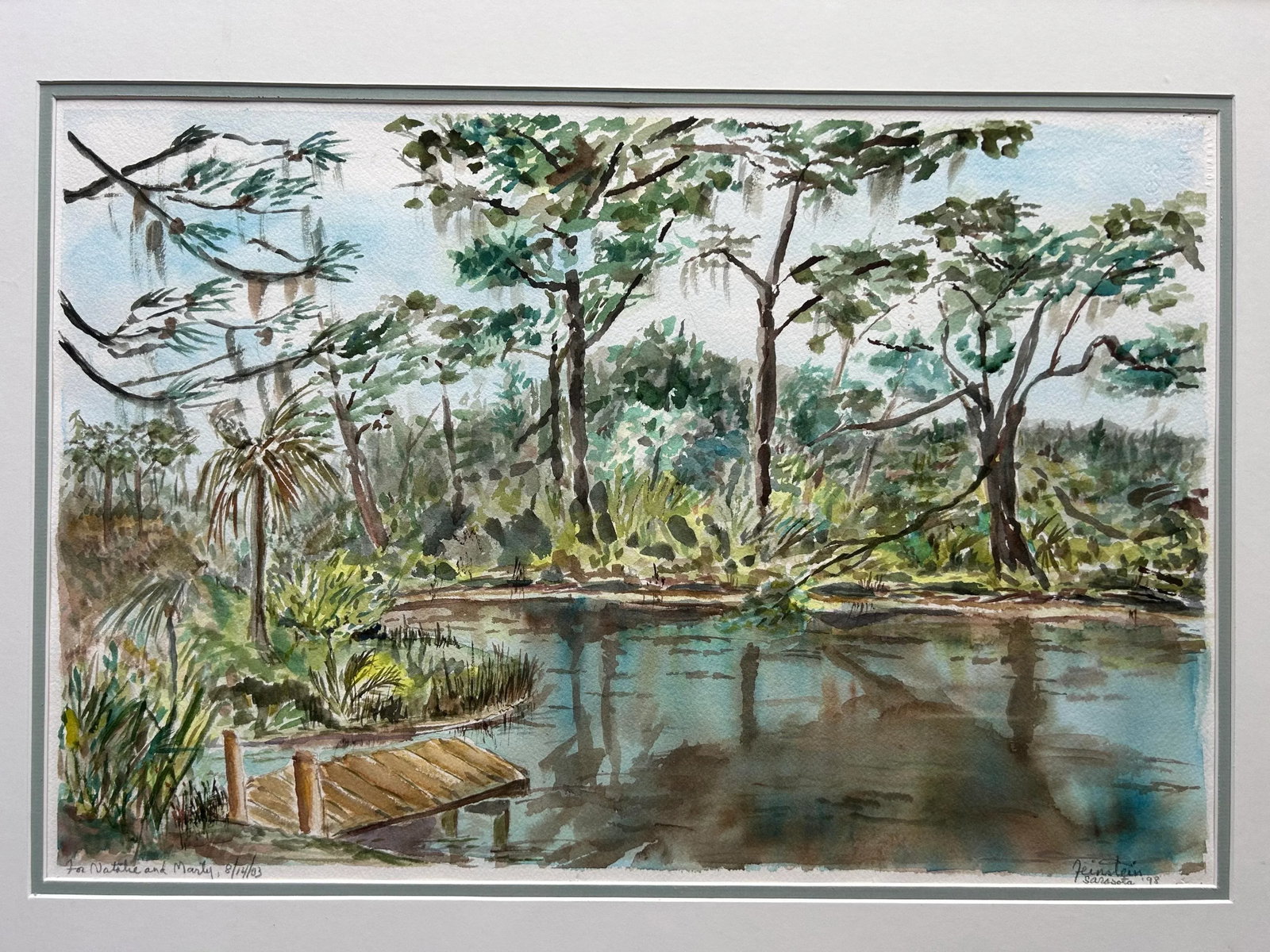 Original Impressionist Watercolor Painting of Sarasota Florida Landscape Signed Feinstein - 4