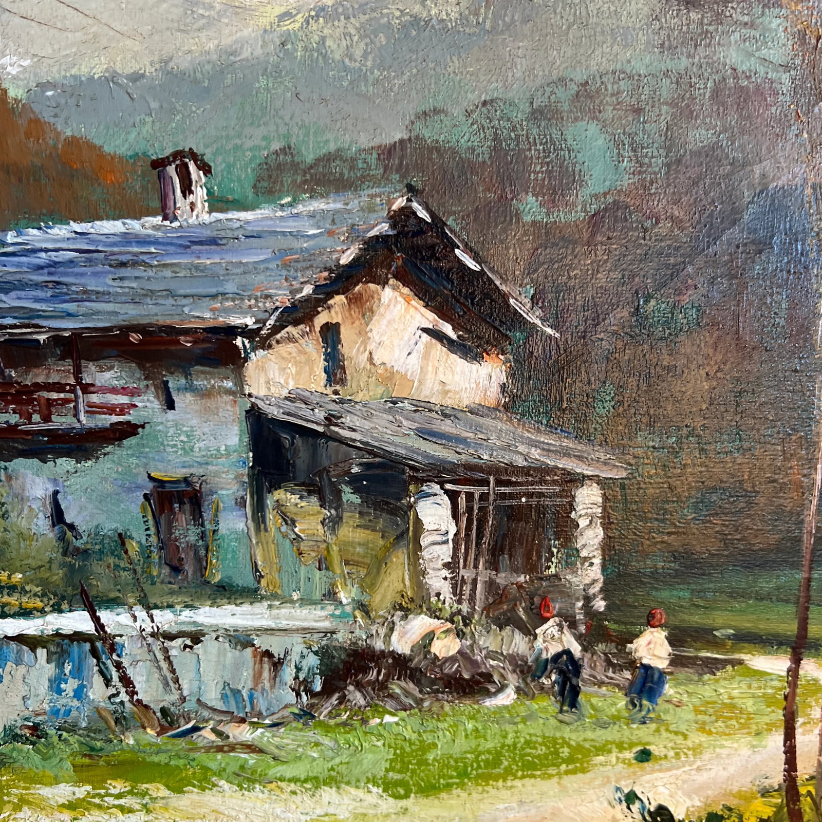 Oil on Canvas Made by Emilio Giuseppe Dossena Signed Framed Mountain Village - 6