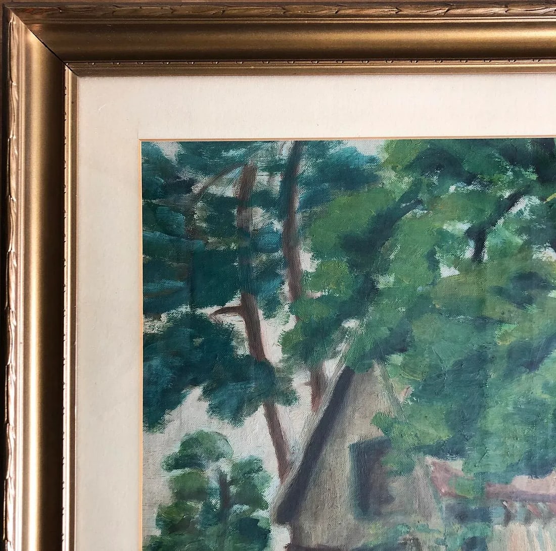 Vintage Impressionist Painting of a House in the Forest, 1960's - 3