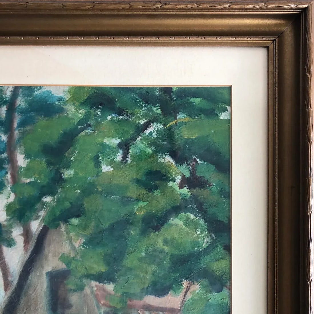 Vintage Impressionist Painting of a House in the Forest, 1960's - 4