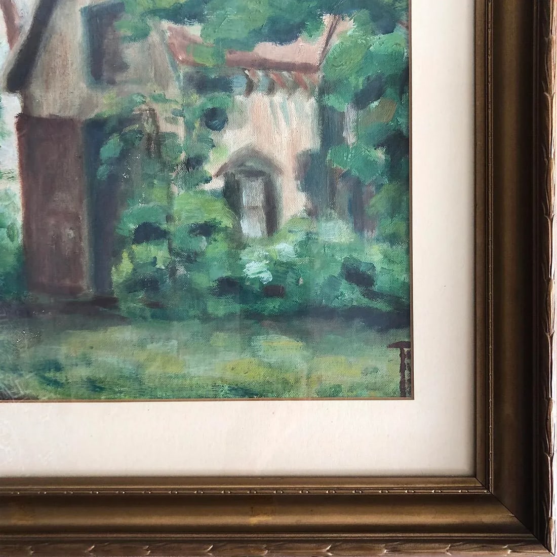 Vintage Impressionist Painting of a House in the Forest, 1960's - 5