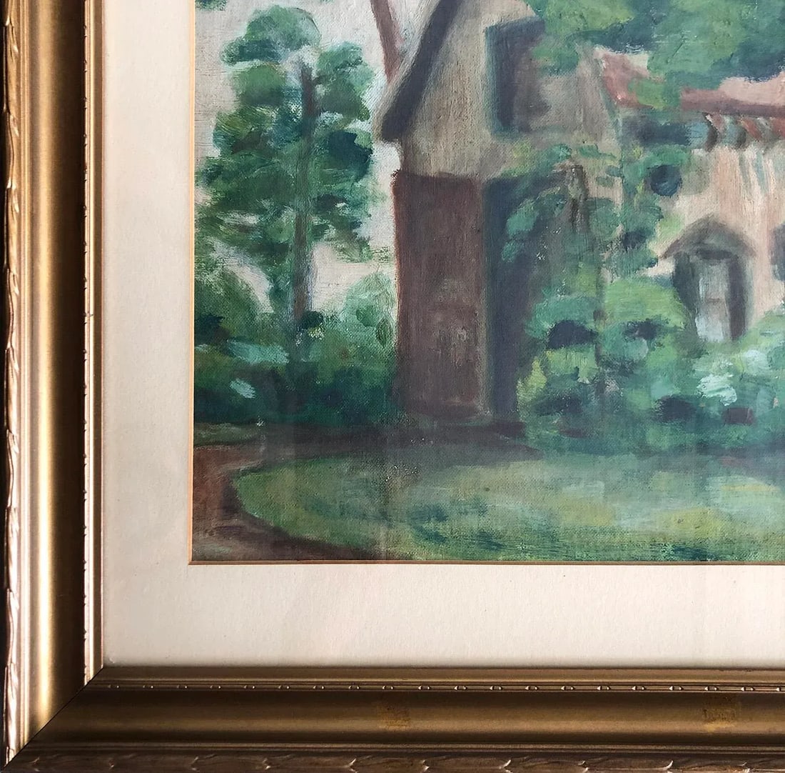 Vintage Impressionist Painting of a House in the Forest, 1960's - 6