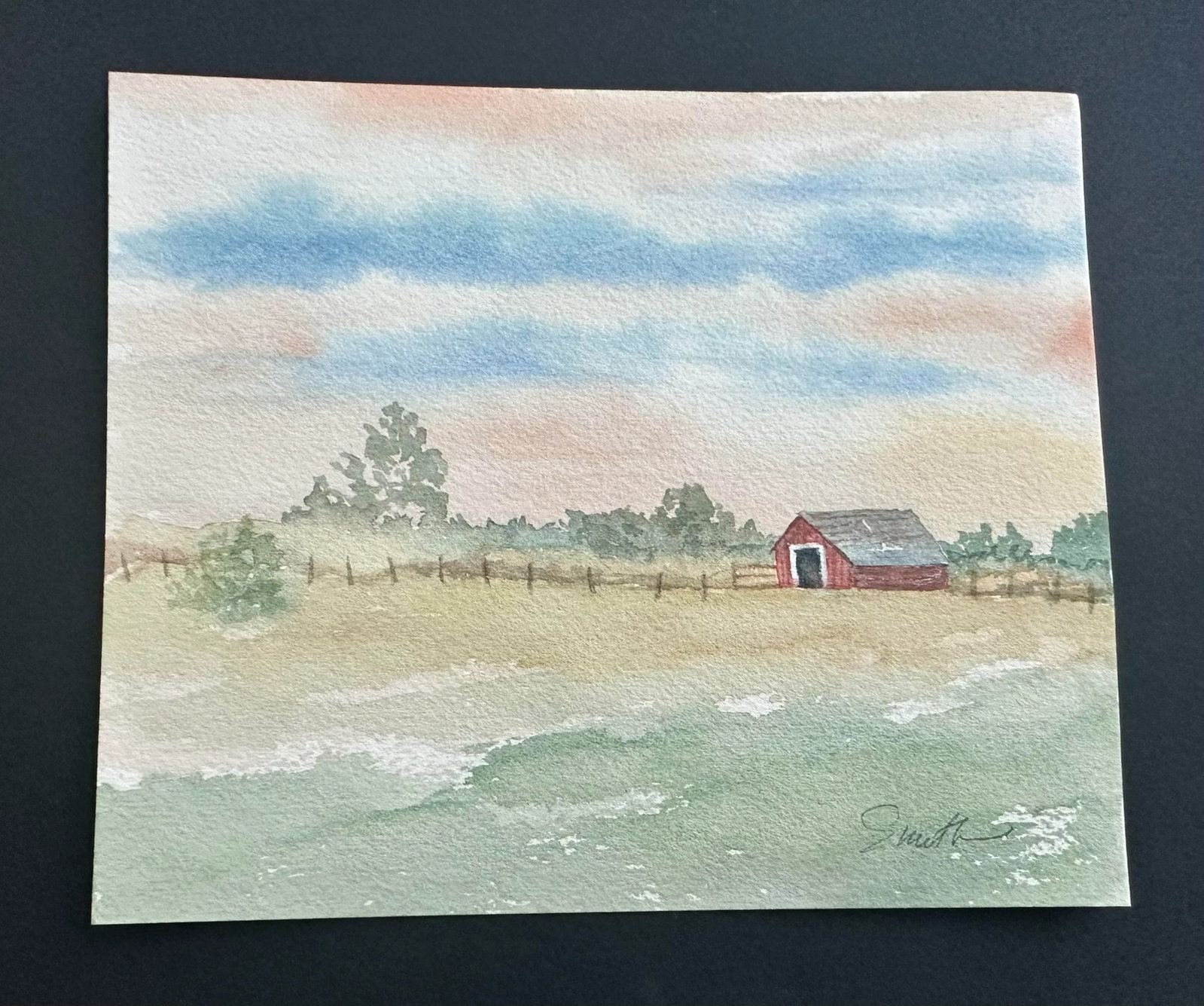 Signed Original Watercolor Landscape by Nancy Smith "As Evening Settles" - 2
