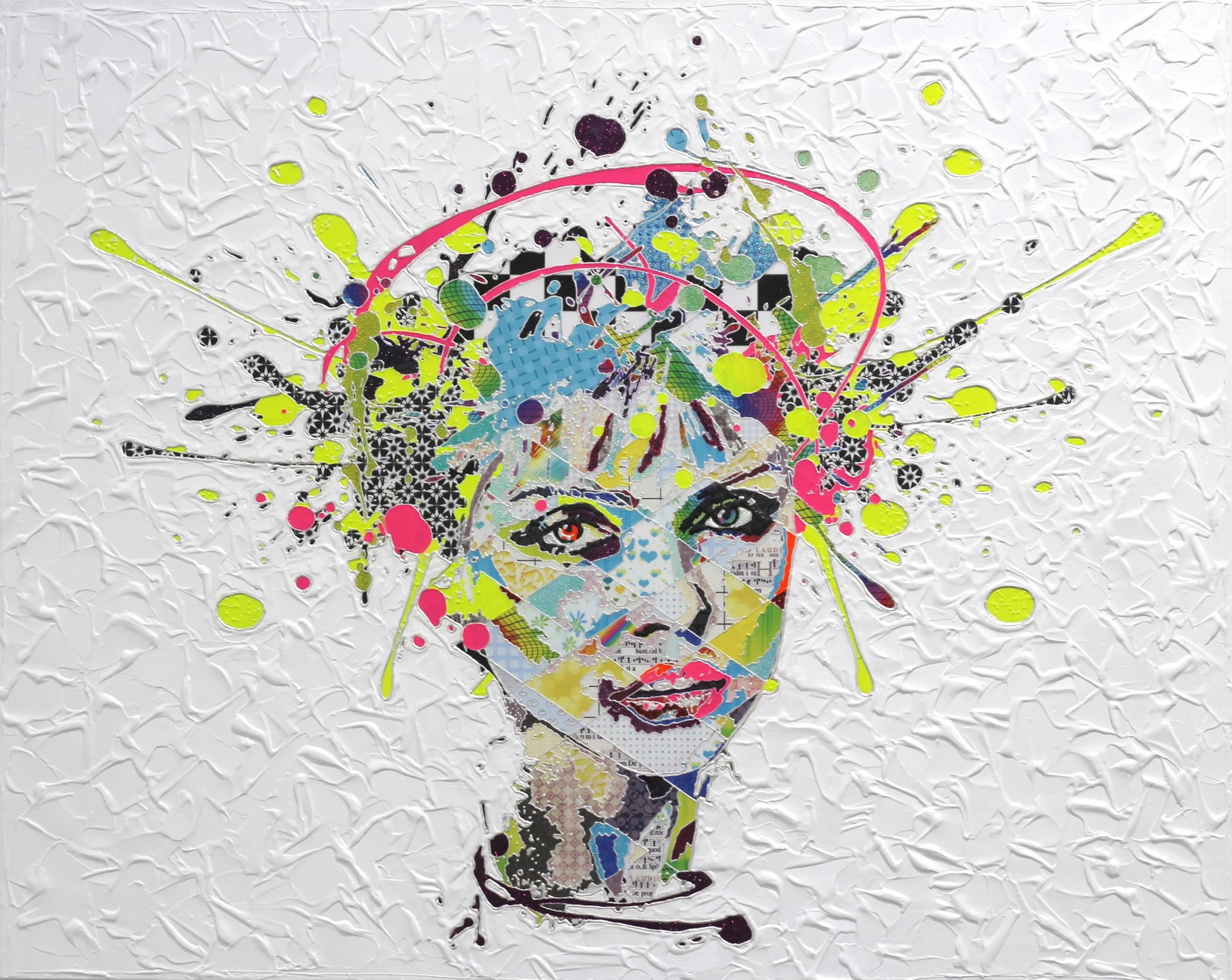 Alea Pinar Du Pre "Blondie" Original Painting: Alea Pinar Du Pre's original mixed media artworks portray human figures in a graphic pop-realist style. An enterprising autodidact merging technology and fine art, her vibrant contemporary
