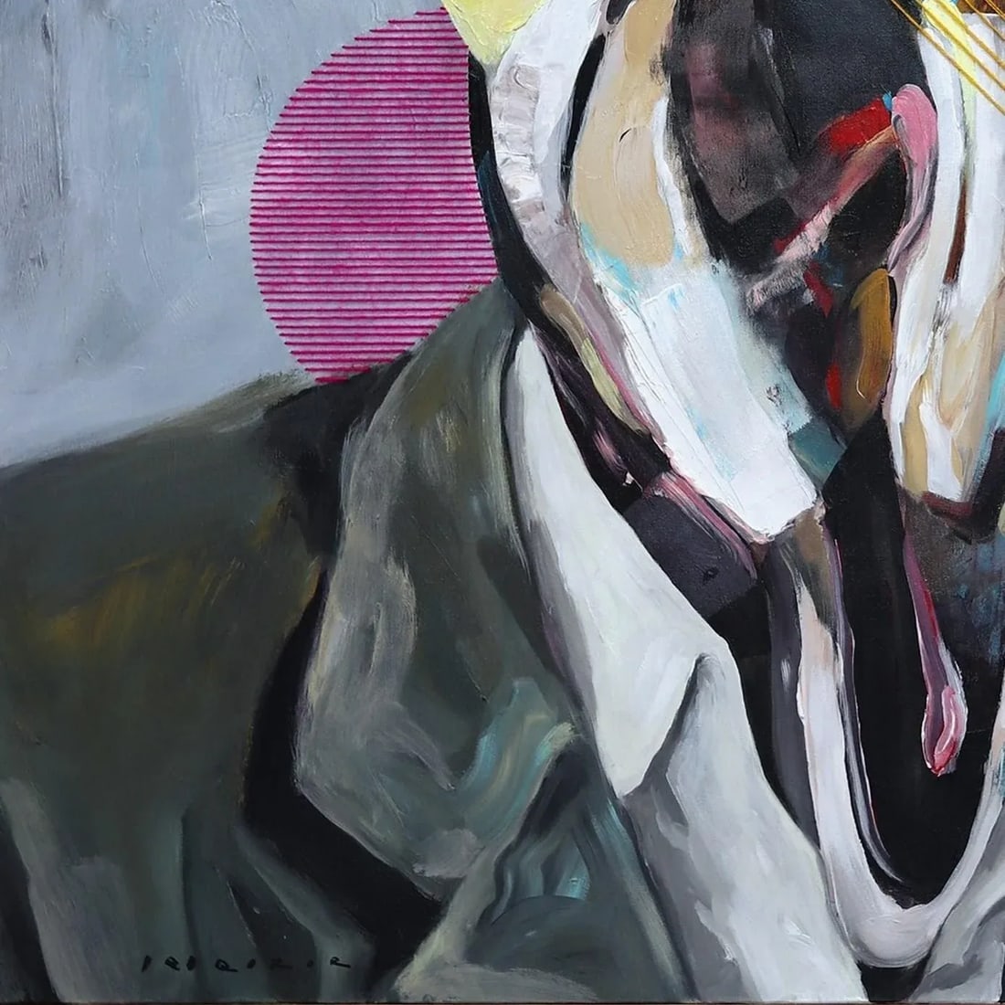 Framed Contemporary "Shape of Face No. 5" Original Mixed Media Artwork by Iqi Qoror - 3