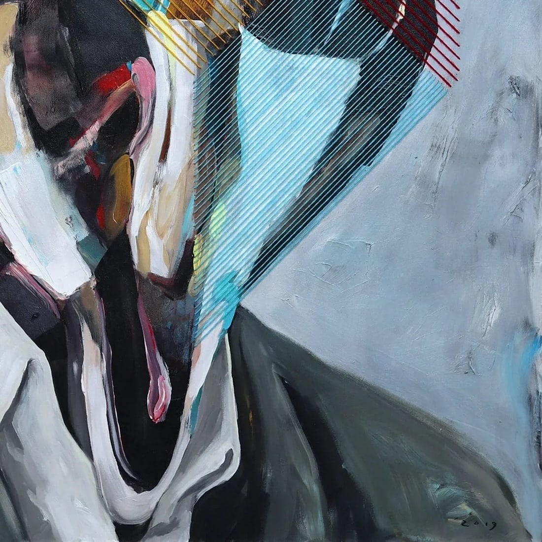 Framed Contemporary "Shape of Face No. 5" Original Mixed Media Artwork by Iqi Qoror - 4