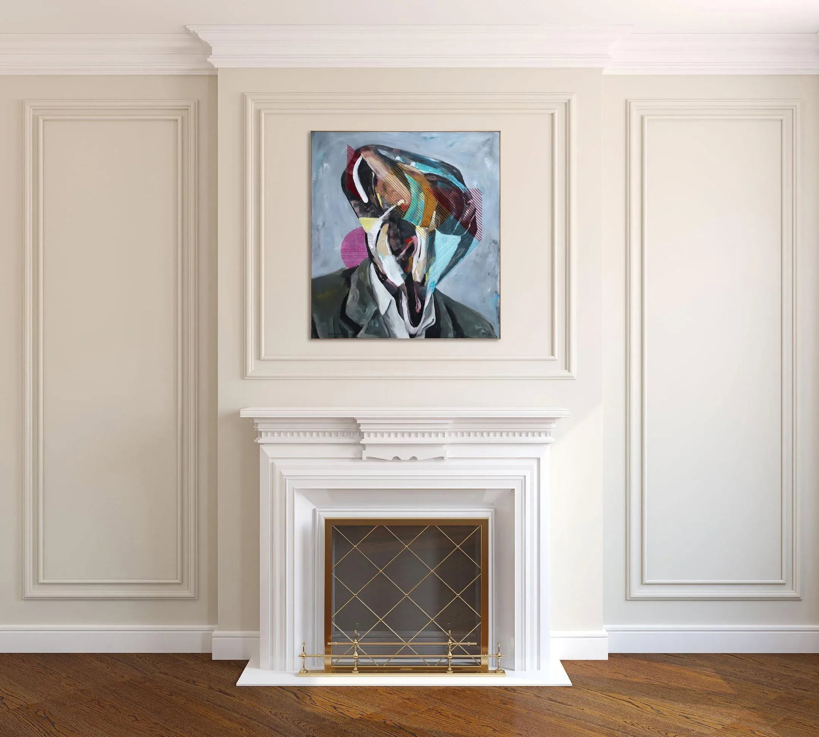 Framed Contemporary "Shape of Face No. 5" Original Mixed Media Artwork by Iqi Qoror - 7