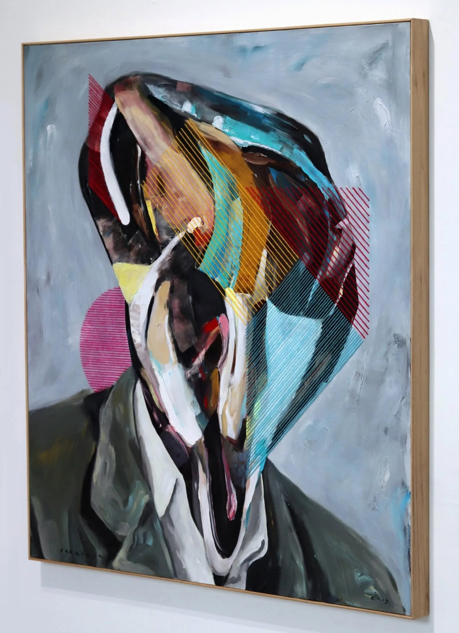 Framed Contemporary "Shape of Face No. 5" Original Mixed Media Artwork by Iqi Qoror - 8