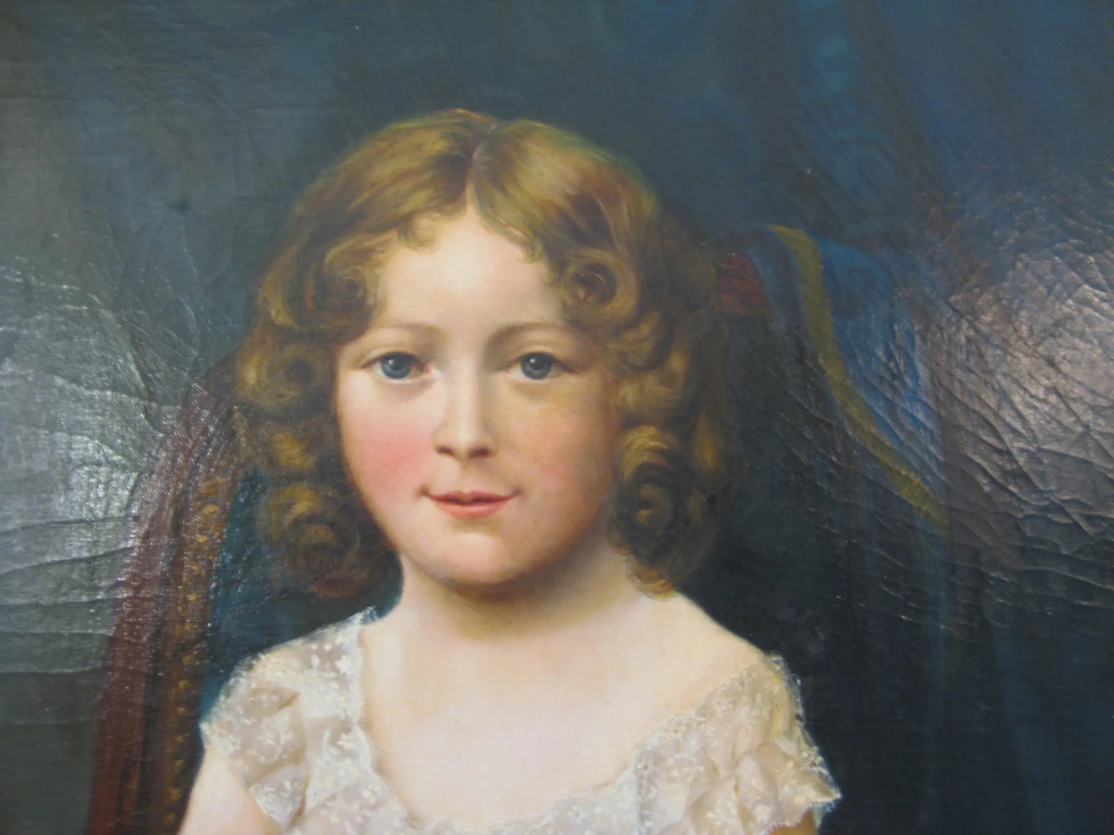 Antique Portrait of Young Girl With Daisies Painting - 3