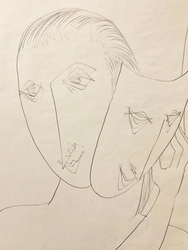 1950s "Mask" Mid Century Nude Ink Figure Drawing Nyc Artist - 3