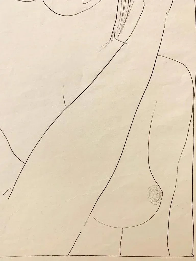 1950s "Mask" Mid Century Nude Ink Figure Drawing Nyc Artist - 4