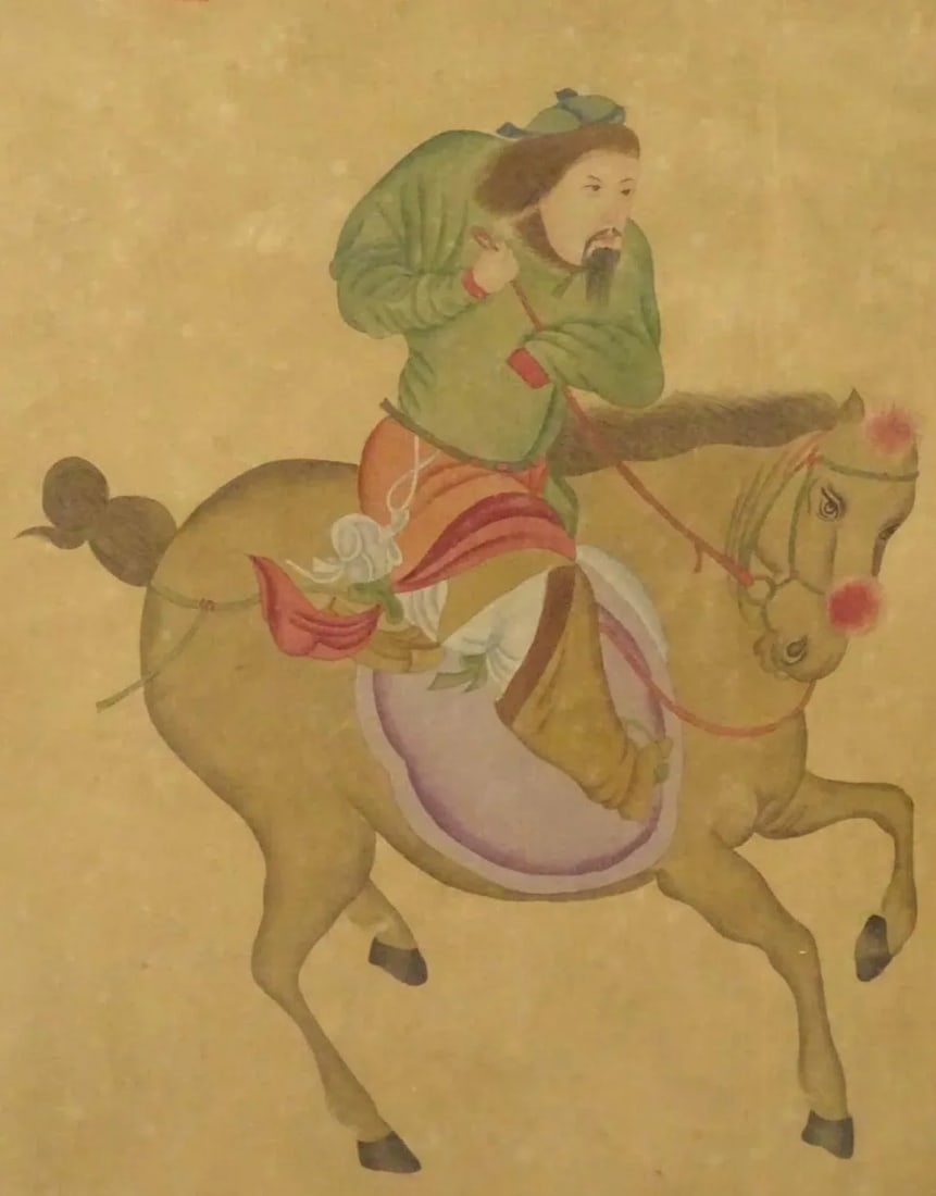 Pair of 19th Century Chinese Equestrian Horse Paintings in Watercolor - 11