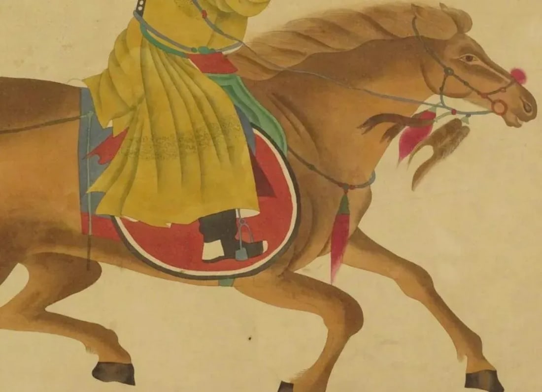 Pair of 19th Century Chinese Equestrian Horse Paintings in Watercolor - 6