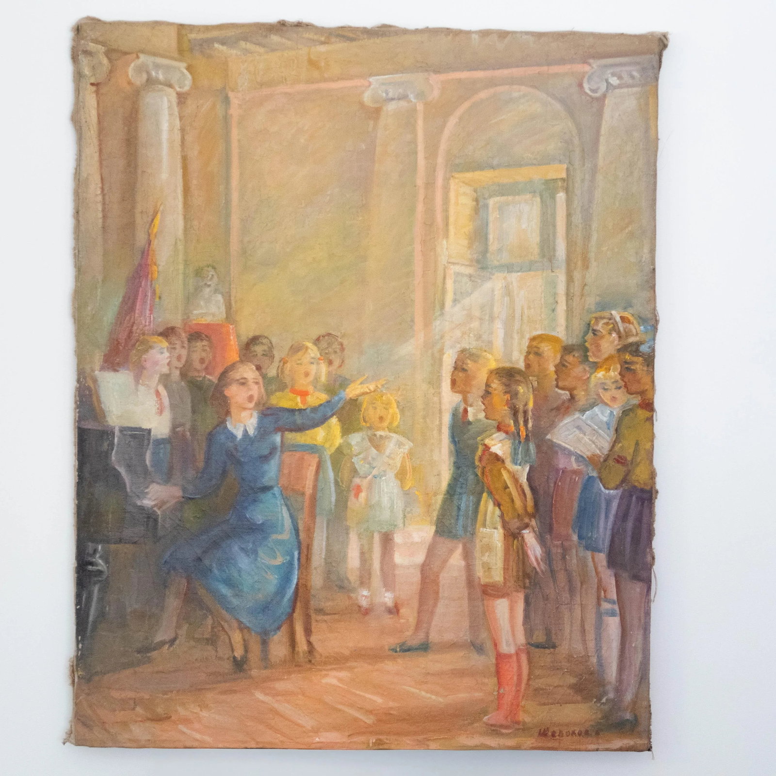 Mid-20th Century Original Untitled Oil on Canvas of a Choir Scene, by Artist Boris Anatolievich Shol - 2