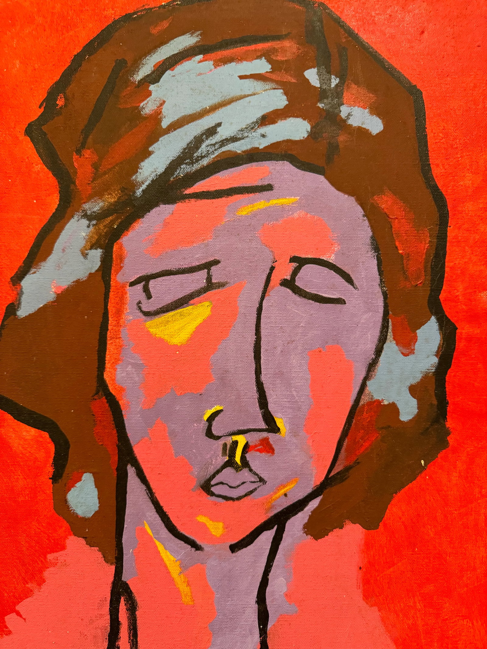 Expressionist Female Portrait Painting Signed Original by Artist Betty Wheland ' After Amedeo Modigl - 2