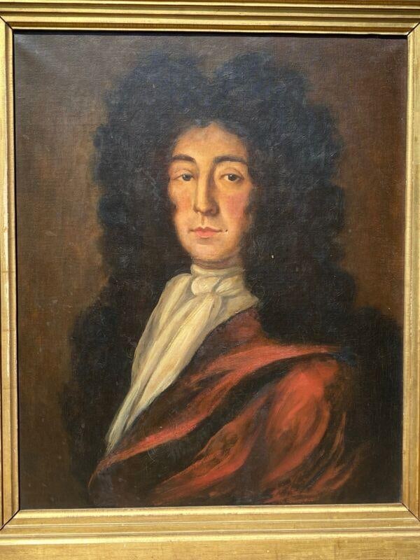Antique Oil Painting Portrait of 17thC Gentleman, Gold Leaf Gilt Frame, Signed - 3