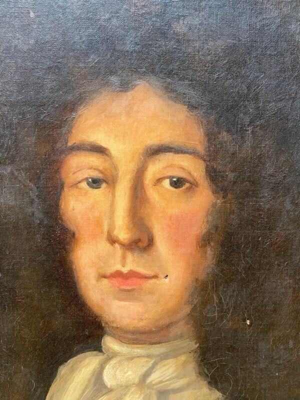Antique Oil Painting Portrait of 17thC Gentleman, Gold Leaf Gilt Frame, Signed - 5