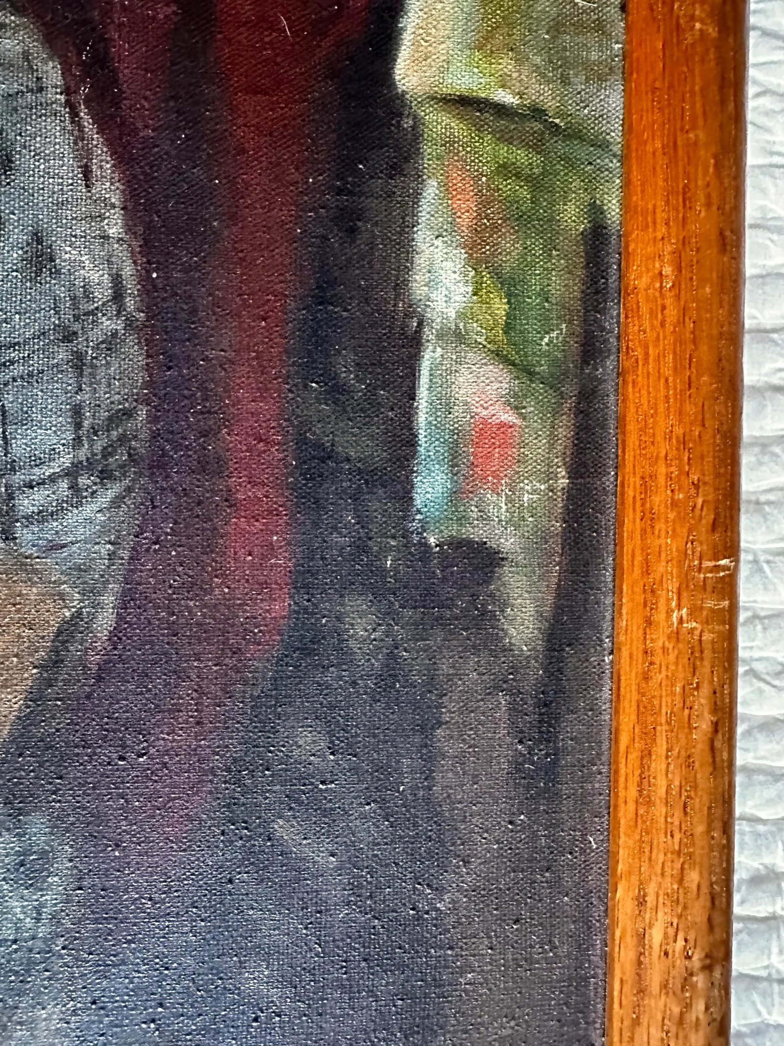 Mid 20th Century Modernist Figure Portrait Painting Oil on Canvas Unsigned, Framed - 6