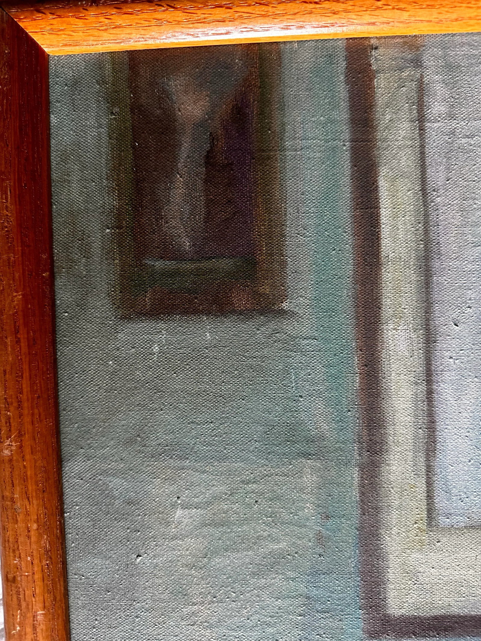 Mid 20th Century Modernist Figure Portrait Painting Oil on Canvas Unsigned, Framed - 7