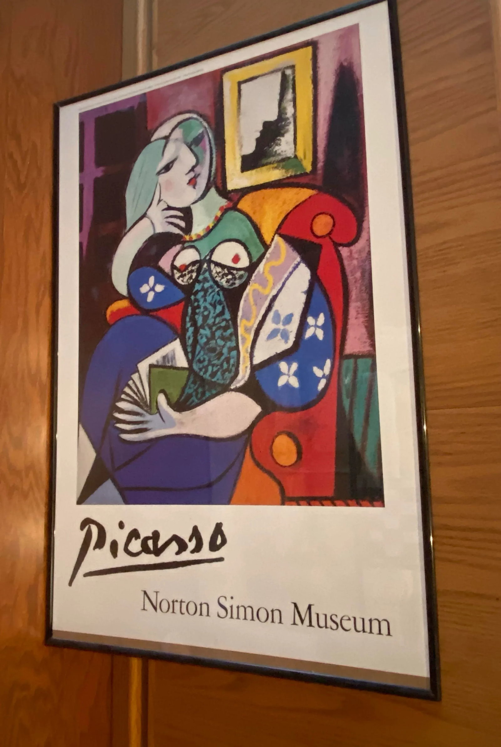 Pablo Picasso Modernist Offset Print Framed Museum Poster " Woman With a Book " Norton Simon Museum - 10