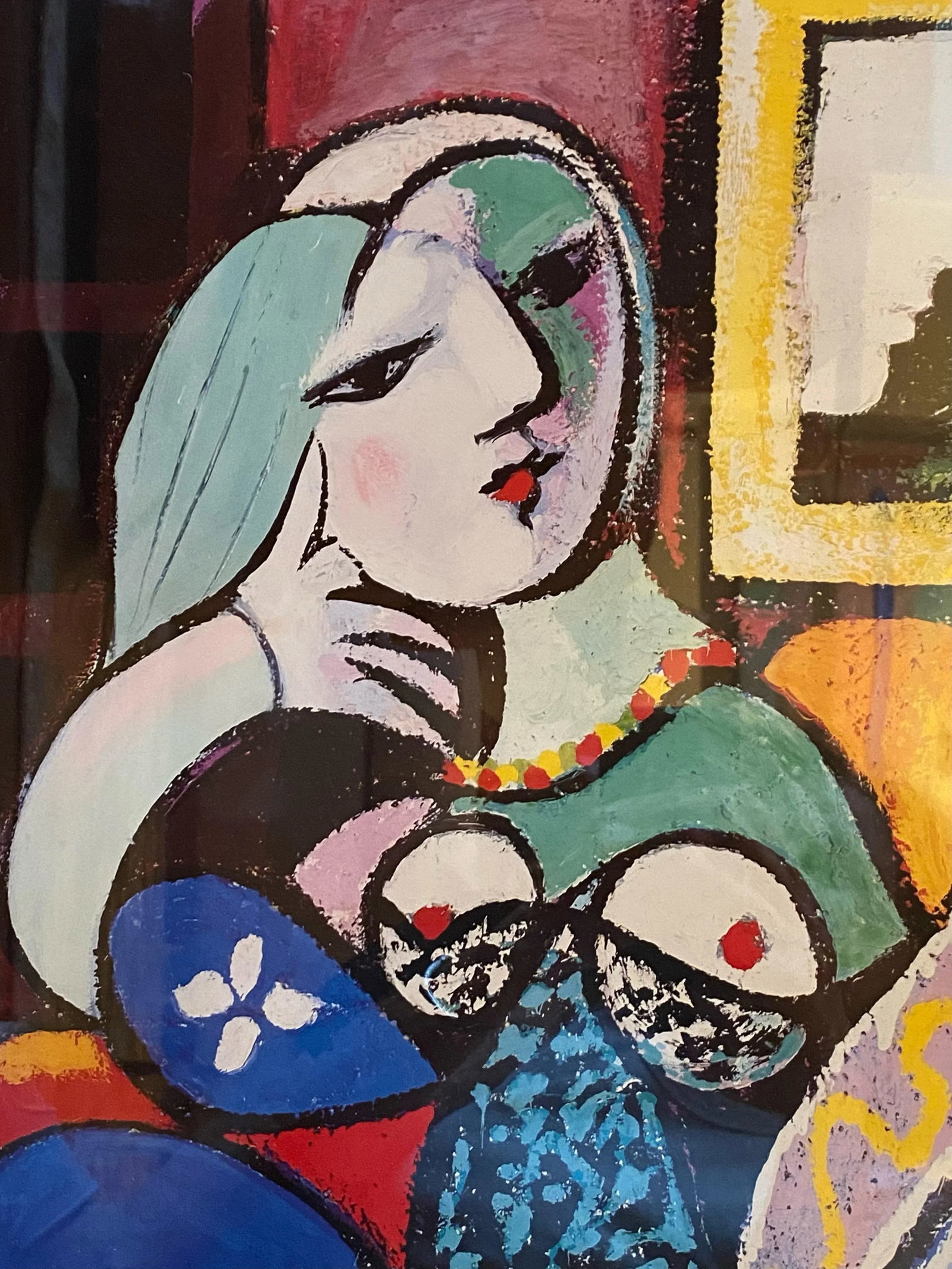 Pablo Picasso Modernist Offset Print Framed Museum Poster " Woman With a Book " Norton Simon Museum - 2